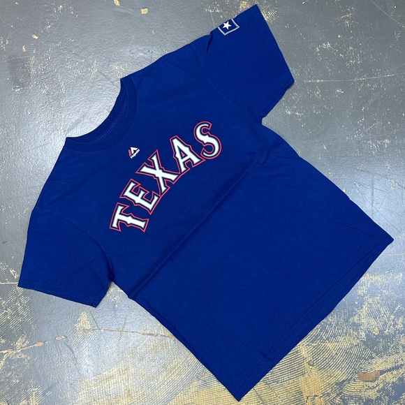 Texas Rangers Cole Hamels Shirt Jersey Medium MLB Baseball Majestic - Picture 2 of 7